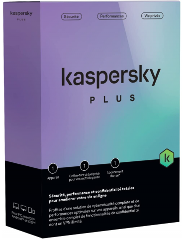 Kaspersky Plus - 1 Poste / 1 an (KL10428BAFS-FFPMAG)